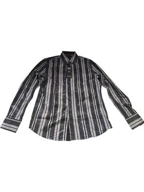 American Breed Men's Black & White Vertical Stripe Button-Up Shirt New Size S